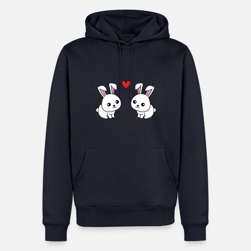Lapin Comic Couple Amour - Sweat à capuche Premium bio Homme - bleu marine