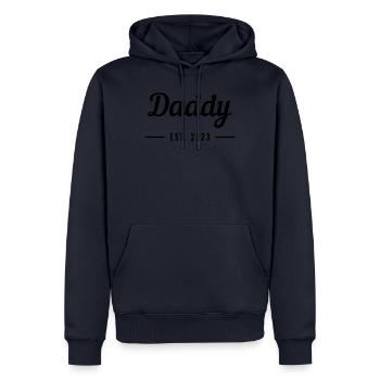 Papa 2023 - Sweat à capuche Premium bio Homme - bleu marine - Devant - Nico (187cm)