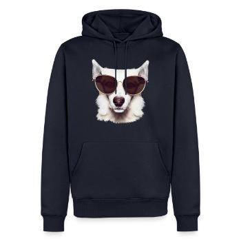 Hund mit Sonnenbrille Hundeliebhaber Hundebesitzer - Männer Premium Bio Hoodie - Navy - Vorne - Nico (187cm)