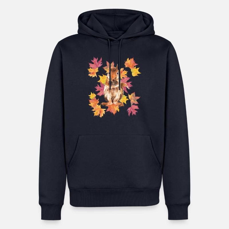 Écureuil aux feuilles d’automne - Sweat à capuche Premium bio Homme - bleu marine