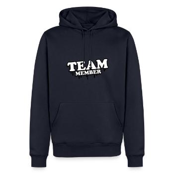Membres de l’équipe - Sweat à capuche Premium bio Homme - bleu marine - Devant - Nico (187cm)
