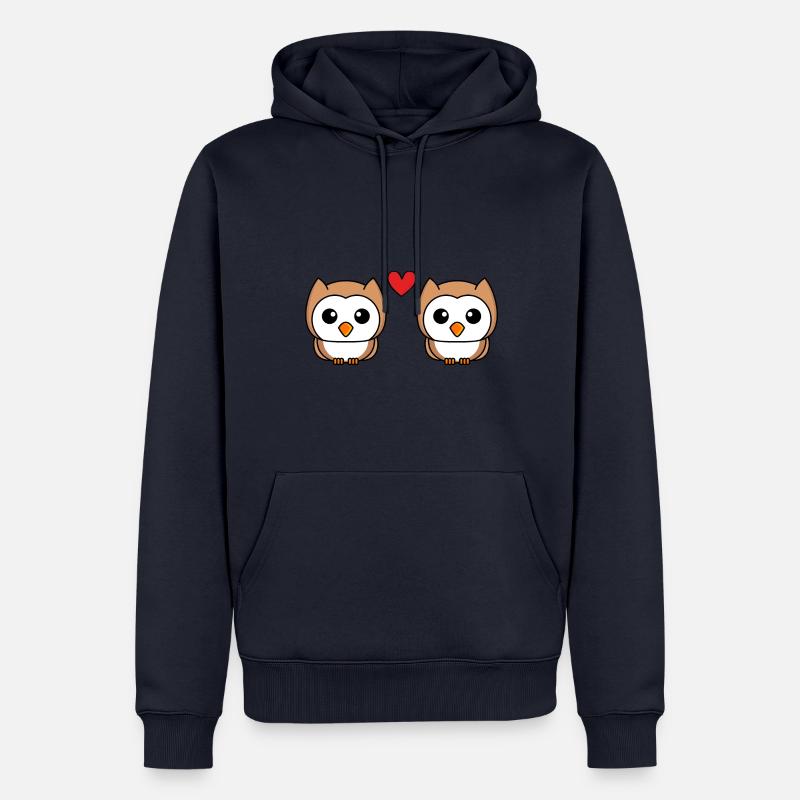 Eule Comic Paar Liebe - Männer Premium Bio Hoodie - Navy