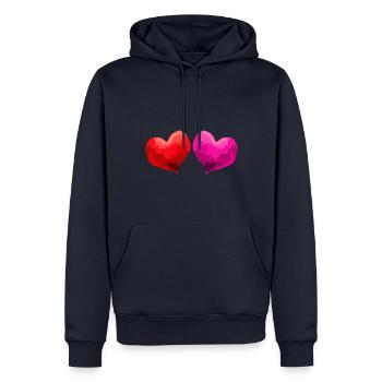 Coeur Amour Amoureux Mariage - Sweat à capuche Premium bio Homme - bleu marine - Devant - Nico (187cm)