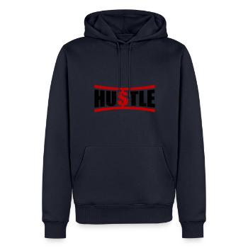 Hustle Spruch - Männer Premium Bio Hoodie - Navy - Vorne - Nico (187cm)