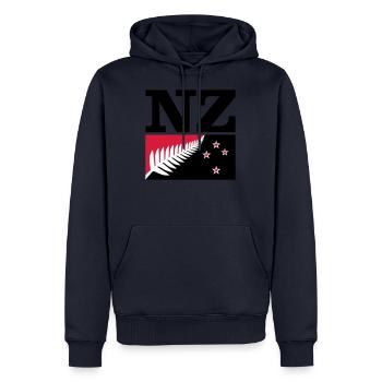 New Zealand - Männer Premium Bio Hoodie - Navy - Vorne - Nico (187cm)