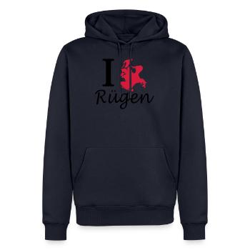 I love Rügen - Männer Premium Bio Hoodie - Navy - Vorne - Nico (187cm)