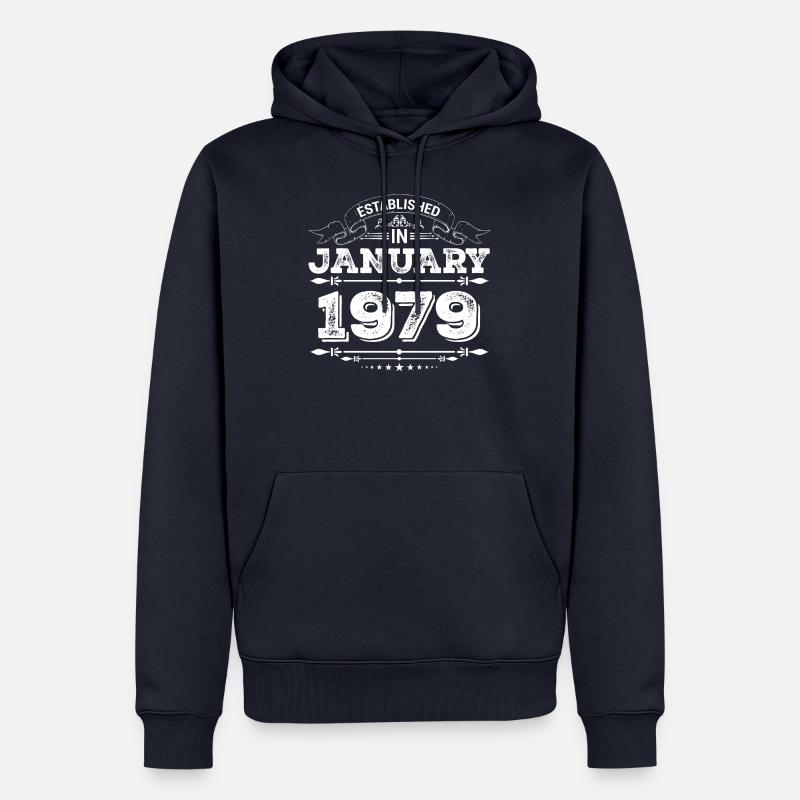 Fondée en Janvier 1979 - Sweat à capuche Premium bio Homme - bleu marine