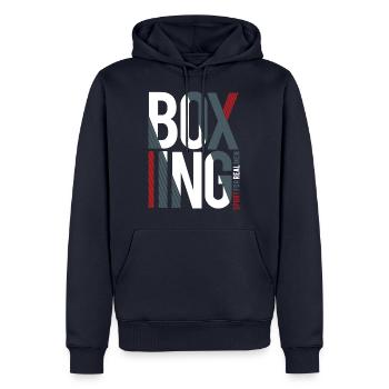 boxe - Sweat à capuche Premium bio Homme - bleu marine - Devant - Nico (187cm)
