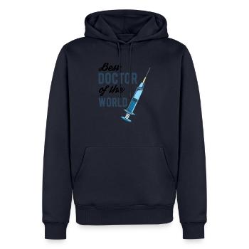 Arzt - Männer Premium Bio Hoodie - Navy - Vorne - Nico (187cm)