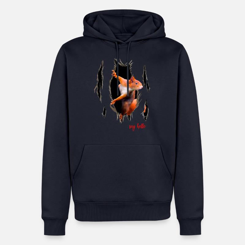 EICHHÖRNCHEN SAY HELLO - Männer Premium Bio Hoodie - Navy