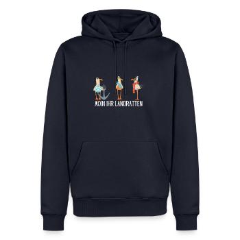 Moin ihr Landratten Möwen Spruch Design - Männer Premium Bio Hoodie - Navy - Vorne - Nico (187cm)