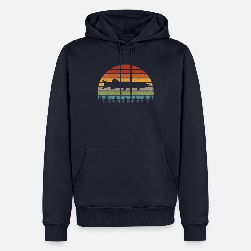 Drôle de brochet pêche poisson d’eau douce cadeau - Sweat à capuche Premium bio Homme - bleu marine