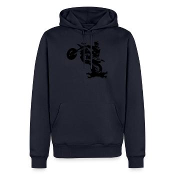 Supermoto Wheelie MX - Men’s Premium Organic Hoodie - navy - Front - Nico (187cm)