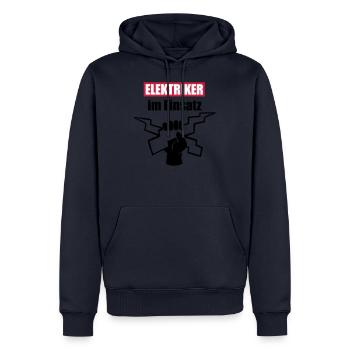 Elektriker, im Einsatz, Farben editierbar - Männer Premium Bio Hoodie - Navy - Vorne - Nico (187cm)