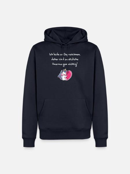 Ich leide an Depressionen, zusätzliche Umarmungen - Männer Premium Bio Hoodie - Navy