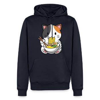 Katze Ramen Nudelsuppe - Männer Premium Bio Hoodie - Navy - Vorne - Nico (187cm)