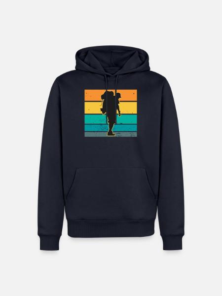 Vintage Outdoor Motiv Trekking Motiv Bergsteiger - Männer Premium Bio Hoodie - Navy