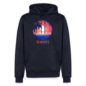 Teneriffa - Männer Premium Bio Hoodie - Navy - Vorne - Nico (187cm)