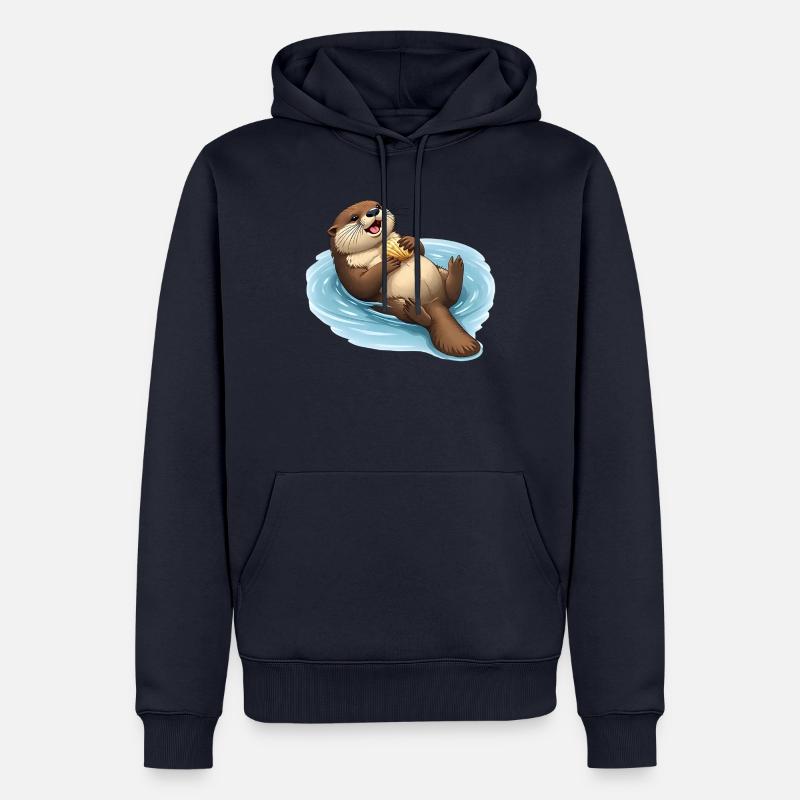 Relaxter Biber mit Muschel - Männer Premium Bio Hoodie - Navy