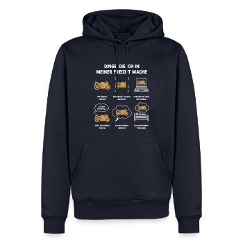 Meine Freizeit v2 37 Motorrad - Männer Premium Bio Hoodie - Navy - Vorne - Nico (187cm)