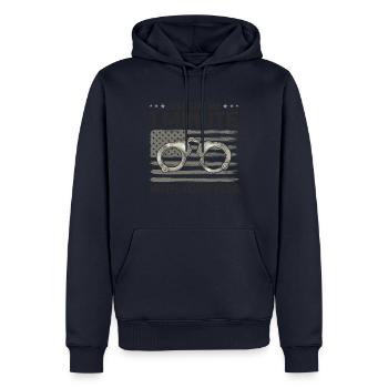 Handschellen Justizvollzugsbeamter Gefängniswärter - Männer Premium Bio Hoodie - Navy - Vorne - Nico (187cm)