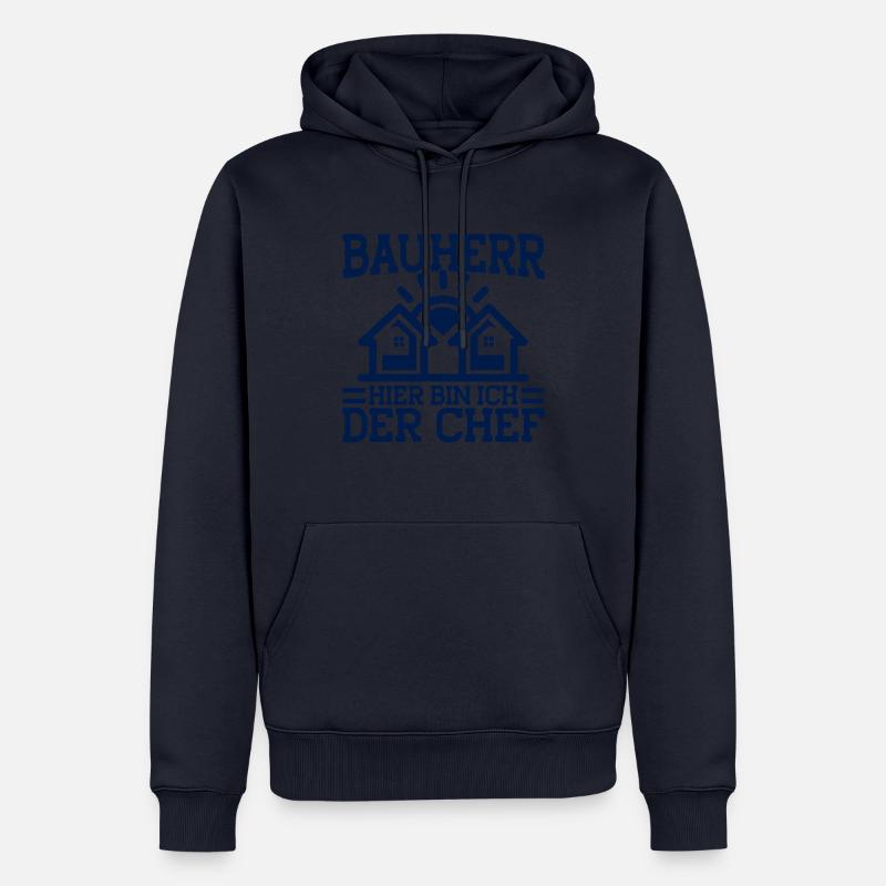 Bauherr Hier Bin Ich Der Chef Bauherr Geschenk - Männer Premium Bio Hoodie - Navy