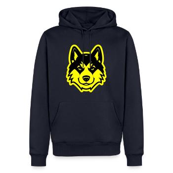 Tête de chien Akita - Sweat à capuche Premium bio Homme - bleu marine - Devant - Nico (187cm)