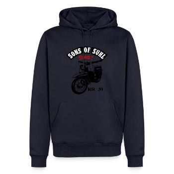 Simson Schwalbe Moped KR 51 - Männer Premium Bio Hoodie - Navy - Vorne - Nico (187cm)