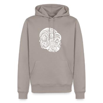 Ausdrucksstarke Neuseeland Tattoo Kunst der Maori - Männer Premium Bio Hoodie - Taupe - Vorne - Nico (187cm)