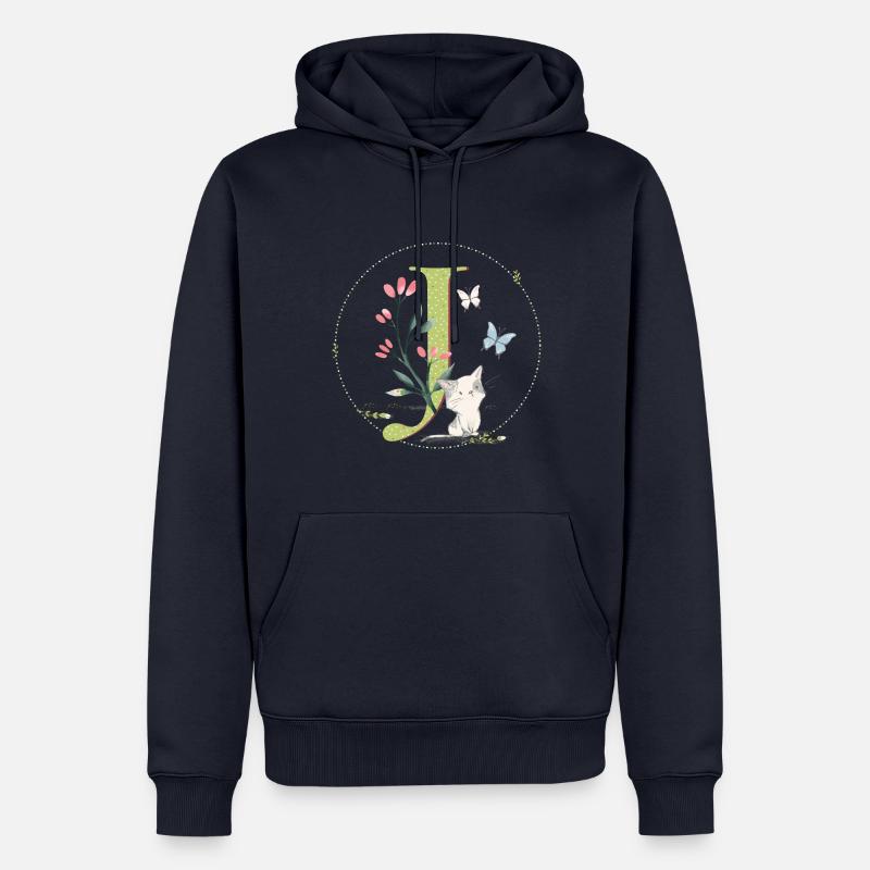 Anfangsbuchstabe J mit Katze - Männer Premium Bio Hoodie - Navy