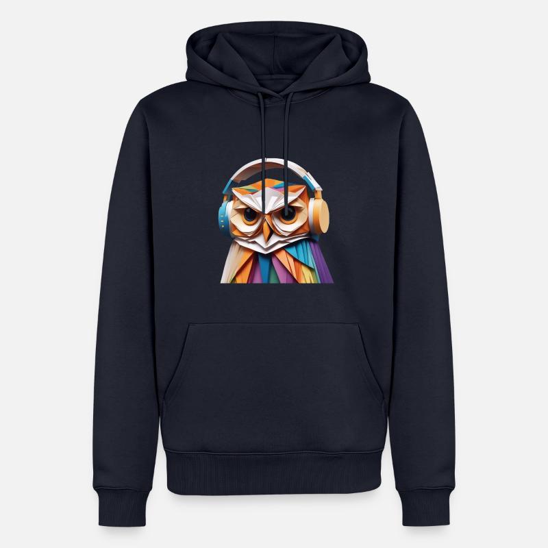 Coole Eule mit Kopfhörer - Männer Premium Bio Hoodie - Navy