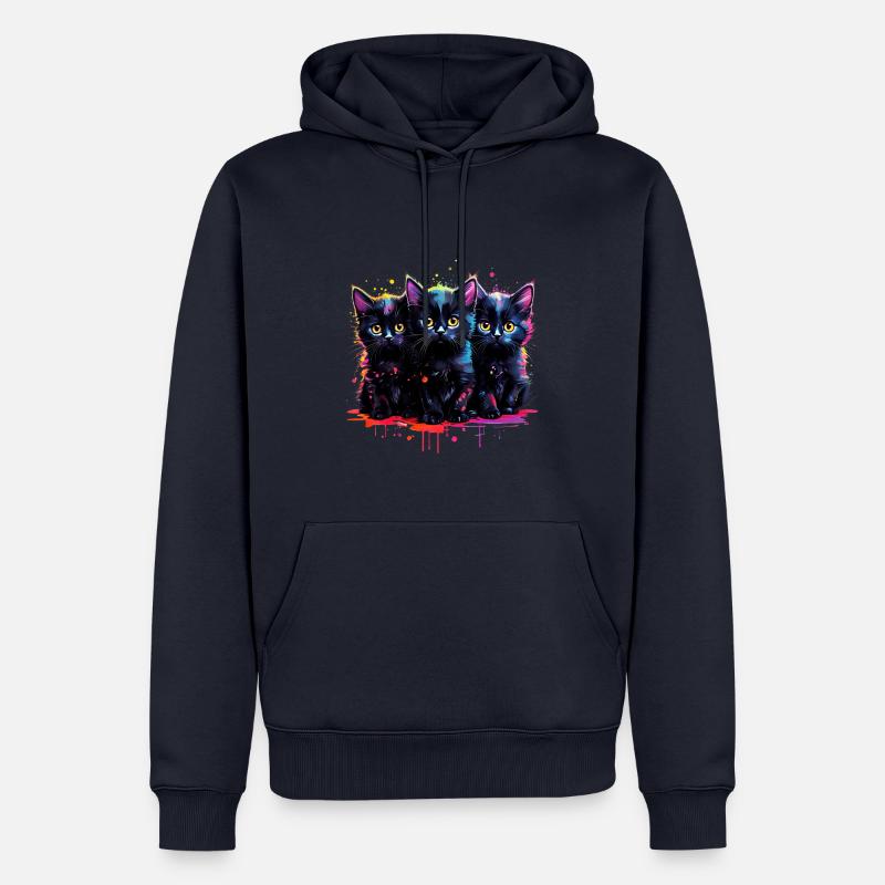 Trois chatons - Sweat à capuche Premium bio Homme - bleu marine
