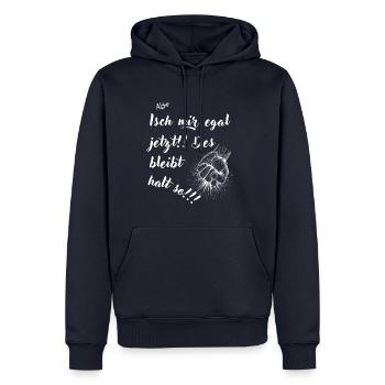 Bleibt so (weiße Schrift) - Männer Premium Bio Hoodie - Navy - Vorne - Nico (187cm)