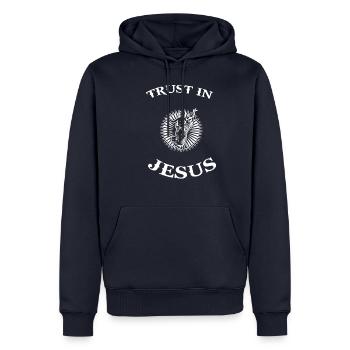 Jesus Christus Heiliger Retter Erlöser Messias - Männer Premium Bio Hoodie - Navy - Vorne - Nico (187cm)