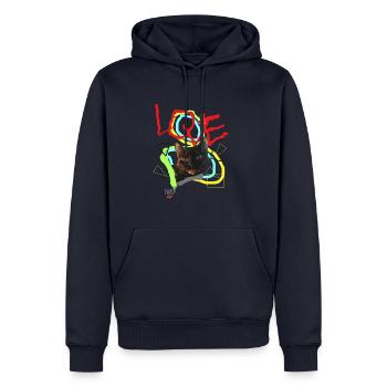 "Cat 2LovE" by Acryl Galerie & Design - Männer Premium Bio Hoodie - Navy - Vorne - Nico (187cm)