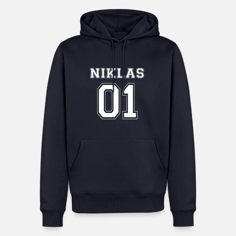 Niklas 01 - édition blanche - Sweat à capuche Premium bio Homme - bleu marine