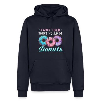 On m’a dit qu’il y aurait des beignets drôles de beignet - Sweat à capuche Premium bio Homme - bleu marine - Devant - Nico (187cm)