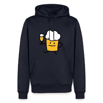 Beer with beer - Sweat à capuche Premium bio Homme - bleu marine - Devant - Nico (187cm)