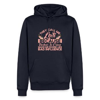 They call me lollipop grandma gift - Men’s Premium Organic Hoodie - navy - Front - Nico (187cm)