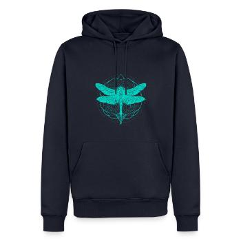 Dragonfly with ornament turquoise - Sacred Geometry - Men’s Premium Organic Hoodie - navy - Front - Nico (187cm)