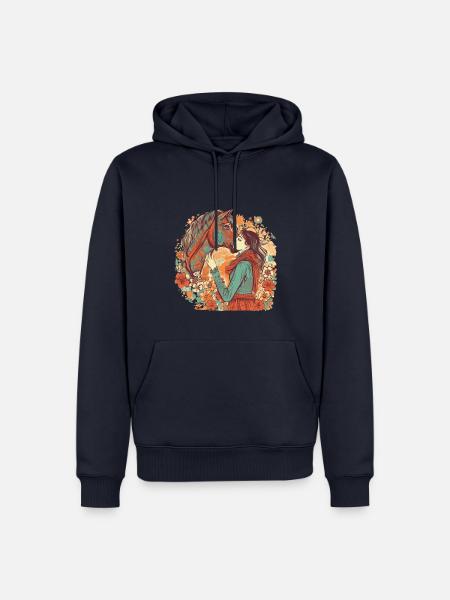 Wunderschönes Boho Pferdemotiv mit Frau/Mädchen - Männer Premium Bio Hoodie - Navy
