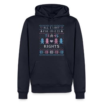 Ugly Xmas Sweater Trans rights - Männer Premium Bio Hoodie - Navy - Vorne - Nico (187cm)