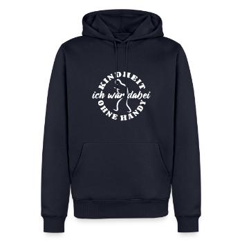 Kindheit ohne Handy - Ich war dabei - Männer Premium Bio Hoodie - Navy - Vorne - Nico (187cm)
