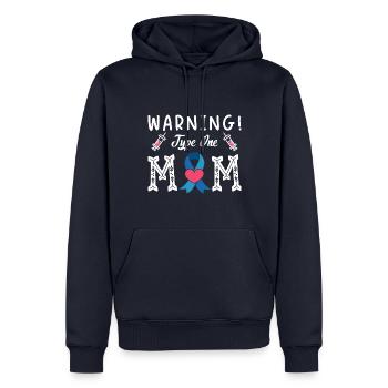 Avertissement Maman de type un Diabète Type 1 Mère - Sweat à capuche Premium bio Homme - bleu marine - Devant - Nico (187cm)