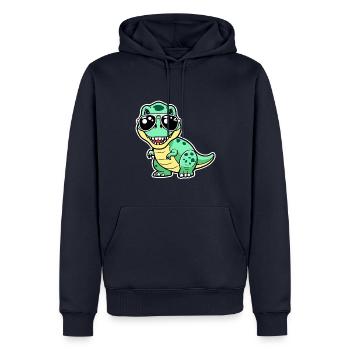 Dino with glasses - Cool - Men’s Premium Organic Hoodie - navy - Front - Nico (187cm)
