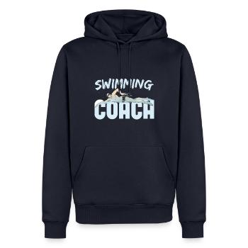 Entraîneur de natation Entraîneur de natation - Sweat à capuche Premium bio Homme - bleu marine - Devant - Nico (187cm)
