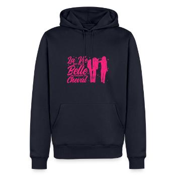 Reiter Pferde Reiten Geschenk - Männer Premium Bio Hoodie - Navy - Vorne - Nico (187cm)