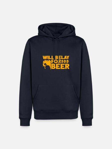 Sichern für Bier Felsklettern Geschenk - Männer Premium Bio Hoodie - Navy