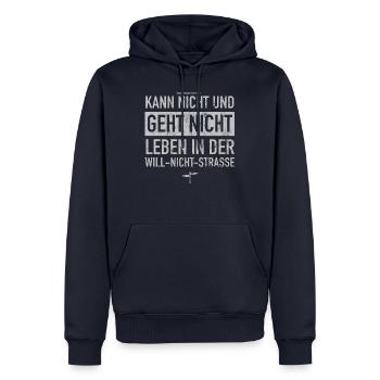 Kann-nicht & Geht-nicht von der Will-Nicht-Straße - Männer Premium Bio Hoodie - Navy - Vorne - Nico (187cm)