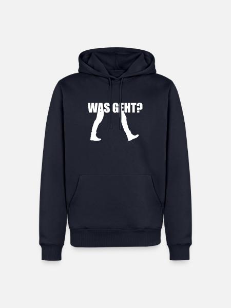 Was Geht Begrüßung - Männer Premium Bio Hoodie - Navy